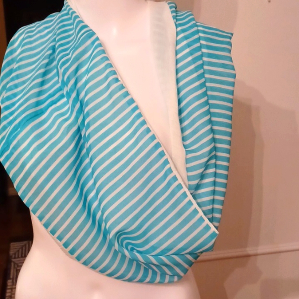 (Nwt) Designer infinity scarf...light blue/white stripe (nwt)